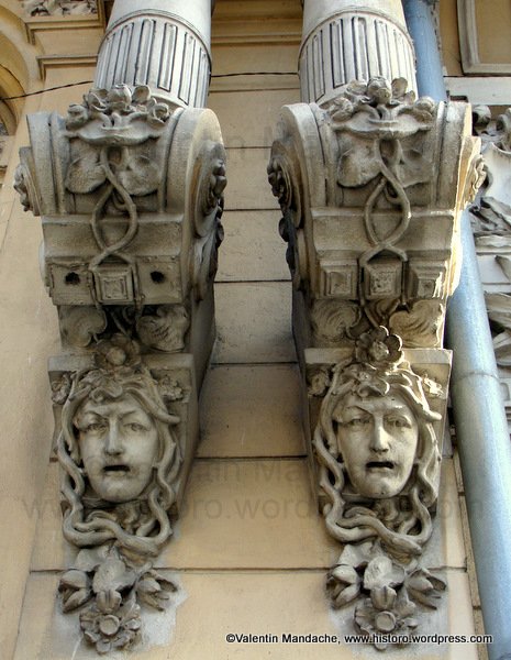 Art Nouveau style mascarons, Bucharest