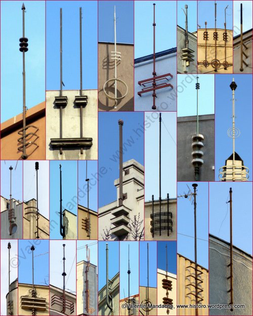 Art Deco decorative flag posts, Bucharest