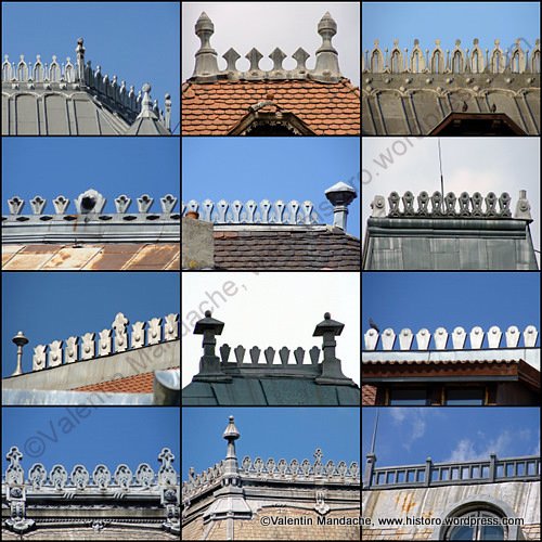 Ornamental Neo-Romanian style roof ridge crests