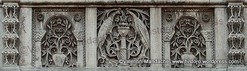 Neo-Romanian style peacock motif ornament