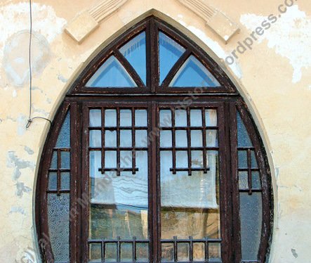 Lilac leaf shaped Art Nouveau windows