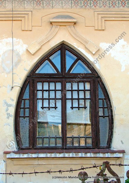 Lilac leaf shaped Art Nouveau window, 1900s, Campina, southern Romania