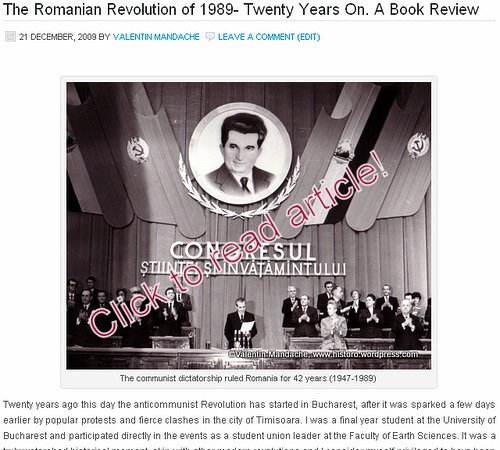 The Romanian Revolution of 1989- Twenty Years On. A Book Review