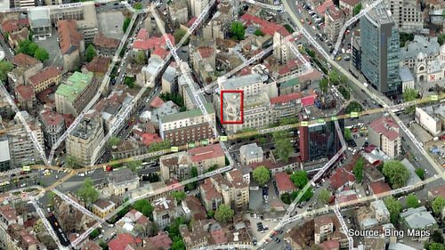 Location of the former National Hotel, Bucharest