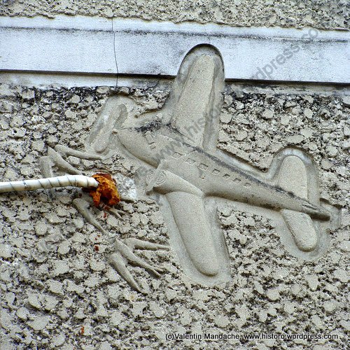 Art Deco airplane mural, Bucharest