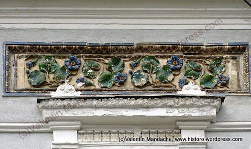 Art Nouveau style ceramic frieze, "The Small Theatre" building, Bucharest