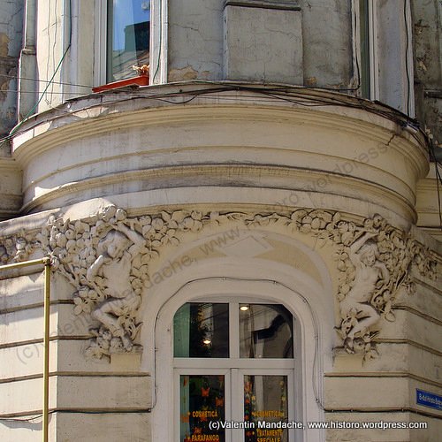 Art Nouveau style frieze with two fairies, Bucharest