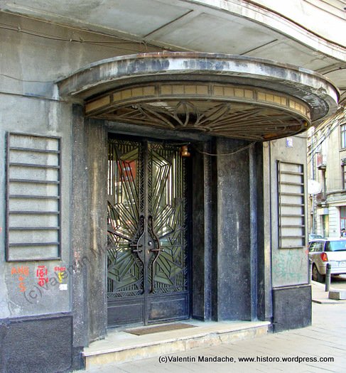 Art Deco doorway glazed canopy, Bucharest