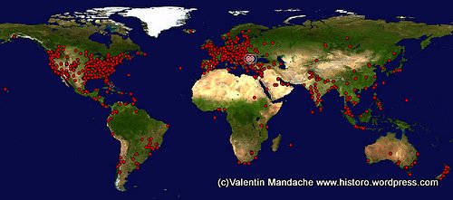 Global distribution of Historic Houses of Romania blog readers: May 2011