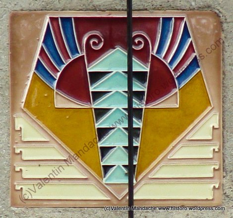 Art Deco style zodiac sign on ceramic tile, Bucharest