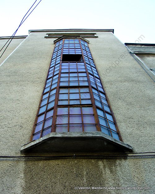 Art Deco staircase tower window, Bucharest