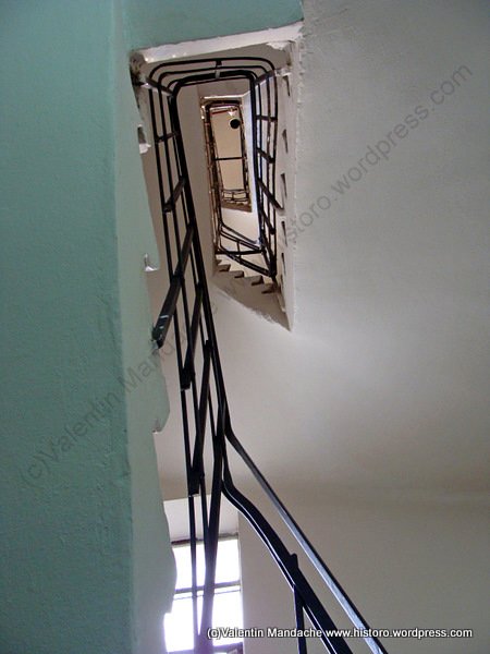 The stairwell of a Bucharest Art Deco house