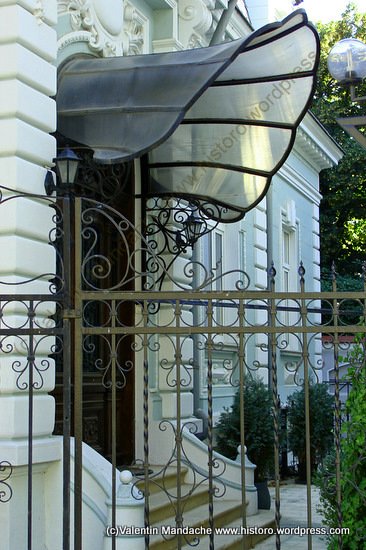 Art Nouveau style doorway awning, Bucharest