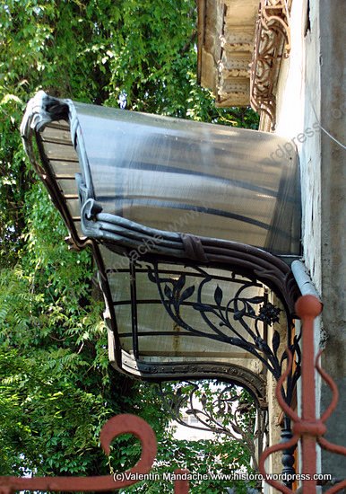 Art Nouveau style doorway awning, Bucharest