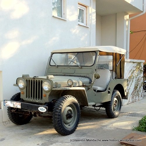 Willys jeep in Bucharest house yard