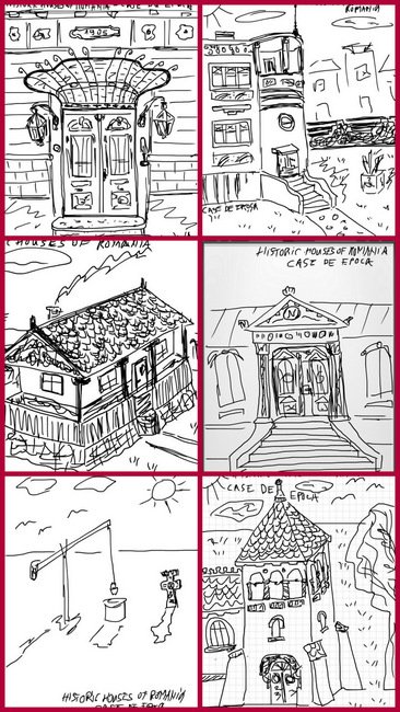 Sketches of representative Romanian historic built landscape sights VM drawings-001